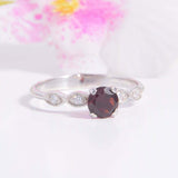 1.5ct Round Cut Red Garnet Engagement Ring Diamond Accents 14k White Gold Finish