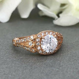 Antique Vintage Engagement Ring 2ct Round Cut VVS1D Diamond 14k Rose Gold Finish