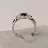 1ct Round Black Diamond Engagement Ring Tension Set Trilogy 14k White Gold Over