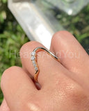 0.1ct Round Cut Moissanite Big Curve Women Wedding Band 14k Yellow Gold Plated