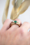 1ct Pear Cut Green Emerald Engagement Ring Floral Petal Leaf 14k YellowGold Over