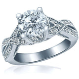 2ct Round Diamond Engagement Ring Twist Split Shank Solitaire 14k WhiteGold Over