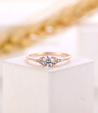 0.5ct Round Cut Moissanite Minimalist Women Engagement Ring 14k Rose Gold Plated