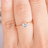 0.6ct Round Cut Diamond Minimalist Dainty Engagement Ring 14k Rose Gold Finish