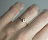 1ct Princess Cut Diamond Engagement Ring Minimalist Trilogy 14k Yellow Gold Over
