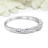 0.5ct Round Cut Diamond Wedding Band Infinity Twisted Rope 14k White Gold Finish