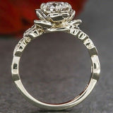 1.5ct Round Cut Diamond Flower Solitaire Engagement Ring 14k White Gold Finish