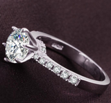 2Ct Round Cut Diamond Collared Solitaire Engagement Ring 14K White Gold Finish