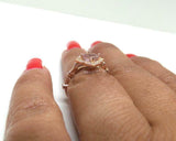 1.9ct Engagement Ring Cushion Cut Morganite Milgrain Floral 14k Rose Gold Finish