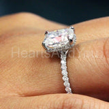 2.2ct Cushion Cut Simulated Diamond Round Accents Halo Ring 14k WhiteGold Plated