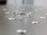 0.1ct Round Cut Moissanite Leaf Engraved Engagement Ring 14k White Gold Plated