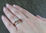 1.7ct Round Cut Diamond Engagement Ring 14k Rose Gold Over Halo Crown Bridal Set