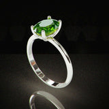 1Ct Oval Cut Green Peridot Solitaire Engagement Ring Women 18K White Gold Finish
