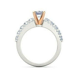 5Ct Emerald Cut Diamond Elegant Iced Accent Engagement Ring 14K Dual Gold Finish