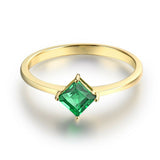 0.5Ct Princess Cut Green Emerald Kite Set Solitaire Ring 14K Yellow Gold Finish