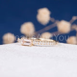 1ct Baguette Cut Simulated Morganite Round Accents Ring 14k Rose Gold Plated