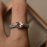 1.7ct Oval Cut Morganite Diamond Accents with Solitaire Ring 14k White Gold Over