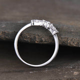 1.6ct Marquise Cut Diamond Engagement Ring Curved Crown 14k White Gold Finish