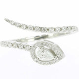 1.7ct Pear Cut Diamond Engagement Ring Halo Snake Bypass 14k White Gold Finish