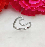 0.5ct Round Cut Moissanite Ocean Wave Engagement Ring 14k White Gold Plated