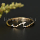 0.07ct Round Cut Moissanite Wave Dainty Engagement Ring 14K Rose Gold Plated