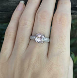 2.3ct Round Cut Peach Morganite Solitaire Cluster Accent Ring 14k WhiteGold Over
