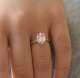 2.5ct Oval Cut Peach Morganite Fleur De Lis Engagement Ring 14k Rose Gold Finish