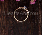 0.5ct Round Cut Simulated Blue Sapphire Minimalist Ring 14k Yellow Gold Plated
