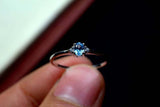 0.3ct Engagement Ring Oval Cut Blue Topaz Trilogy Minimalist 14k White Gold Over