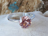 1ct Round Cut Simulated Peach Morganite Solitaire Ring 14k White Gold Plated