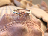 0.6ct Oval Cut Simulated Peach Morganite Solitaire Ring 14k White Gold Plated