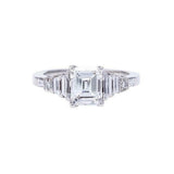 2.2ct Emerald Cut Diamond Solitaire Step Baguette Accent Ring 14k WhiteGold Over