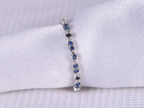 1.2ct Round Cut Blue Sapphire Wedding Band Ring Half Eternity 18k WhiteGold Over
