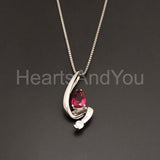 0.6ct Pear Cut Simulated Pink Ruby Journey Stylish Pendant 14k White Gold Plated