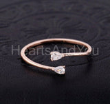0.4ct Pear Cut Simulated Diamond Bypass Engagement Ring 14k Rose Gold Plated