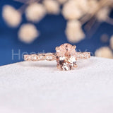 1.5ct Oval Cut Simulated Morganite Solitaire Accents Ring 14k Rose Gold Plated