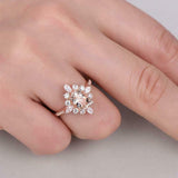 2ct Oval Cut Peach Morganite Engagement Ring Diamond Floral 14k Rose Gold Finish