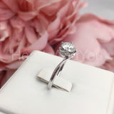 0.5ct Round Cut Moissanite Twist Solitaire Engagement Ring 14k White Gold Plated