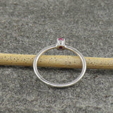 0.3ct Engagement Ring Oval Cut Pink Ruby Solitaire Minimalist 14k WhiteGold Over
