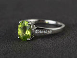 2.3ct Engagement Ring Oval Cut Green Peridot Diamond Accent 14k White Gold Over