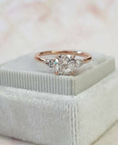 2ct Cushion Cut Diamond Pear Accent Trilogy Engagement Ring 14k Rose Gold Finish
