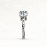 2.1ct Round Cut Moissanite Three Stone Engagement Ring 14k White Gold Plated