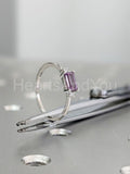 0.5ct Baguette Cut Simulated Purple Amethyst Trilogy Ring 14k White Gold Plated