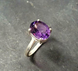 2ct Engagement Ring Oval Purple Amethyst 4 Prong Solitaire 18k White Gold Finish