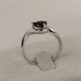 1ct Pear Black Diamond Engagement Ring Swirl Twist Solitaire 14k White Gold Over