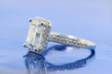 2ct Emerald Cut Diamond Engagement Ring Halo Bridal Set Band 14k White Gold Over