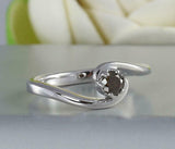 0.4ct Round Cut Black Diamond Engagement Ring Swirl Twist 14k White Gold Finish