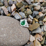 2ct Pear Cut Green Emerald Halo Split Shank Engagement Ring 14k White Gold Over