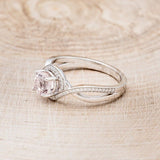 2ct Round Cut Simulated Peach Morganite Infinity Halo Ring 14k White Gold Plated