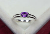 0.4ct Engagement Ring Oval Cut Purple Amethyst Split Shank 14k White Gold Finish